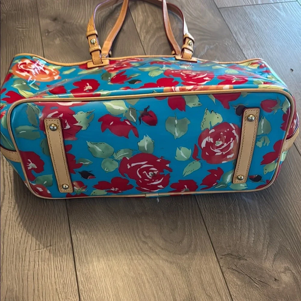 Dooney & Bourke Floral Tote Bag with Tan Straps - Picture 9 of 13